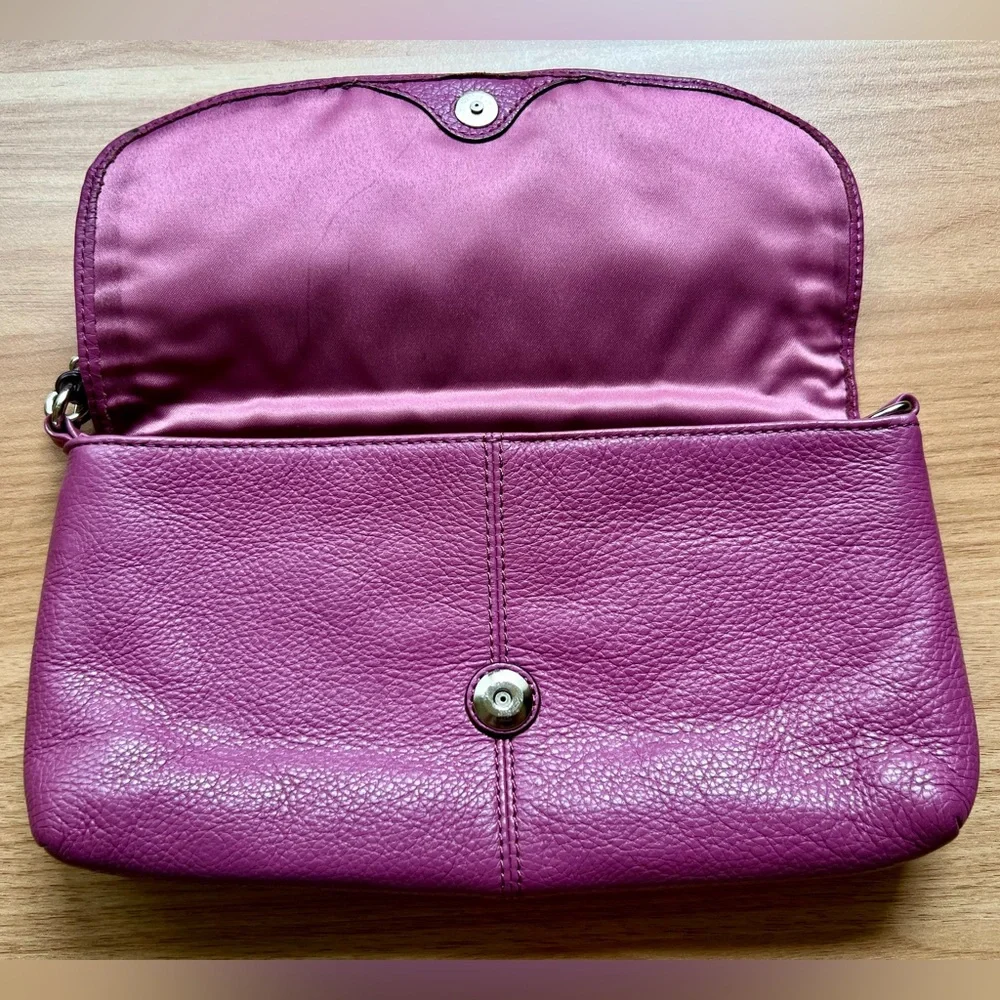 Coach Purple Pebbled Leather Clutch - Picture 10 of 15